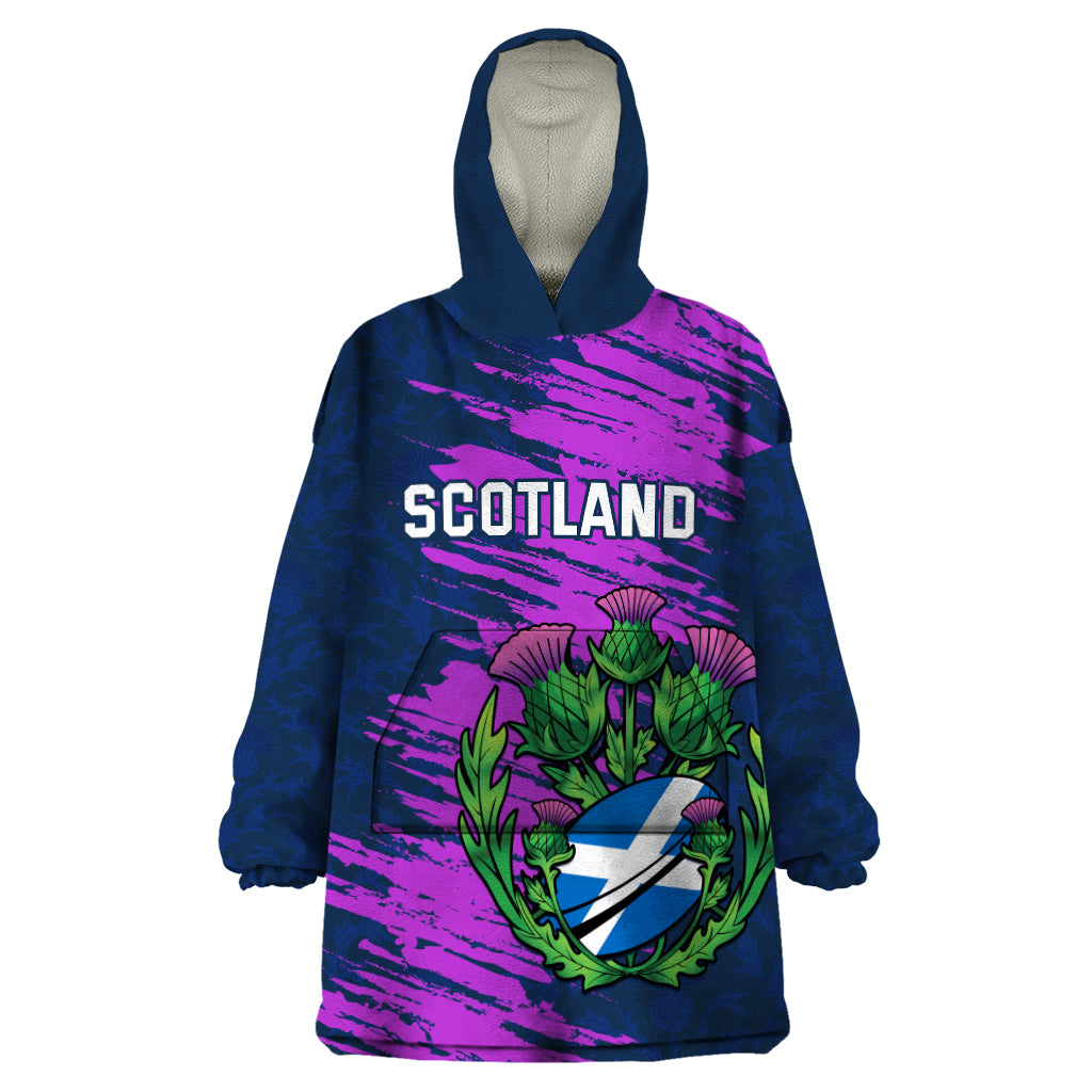 Custom Scotland Rugby Wearable Blanket Hoodie 2024 Six Nations Go Scottish Thistle - Wonder Print Shop