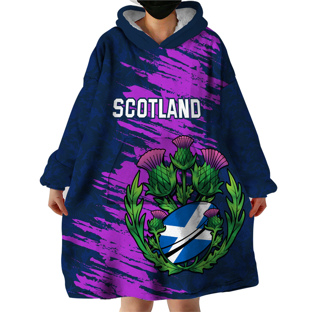 Custom Scotland Rugby Wearable Blanket Hoodie 2024 Six Nations Go Scottish Thistle - Wonder Print Shop