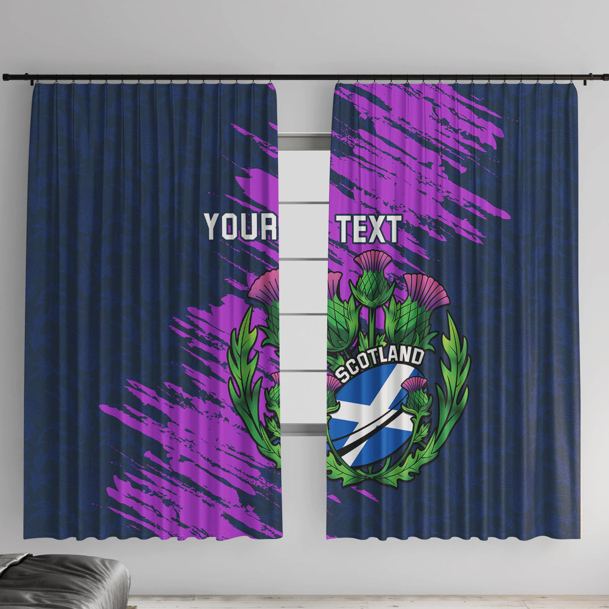 Custom Scotland Rugby Window Curtain 2024 Six Nations Go Scottish Thistle - Wonder Print Shop