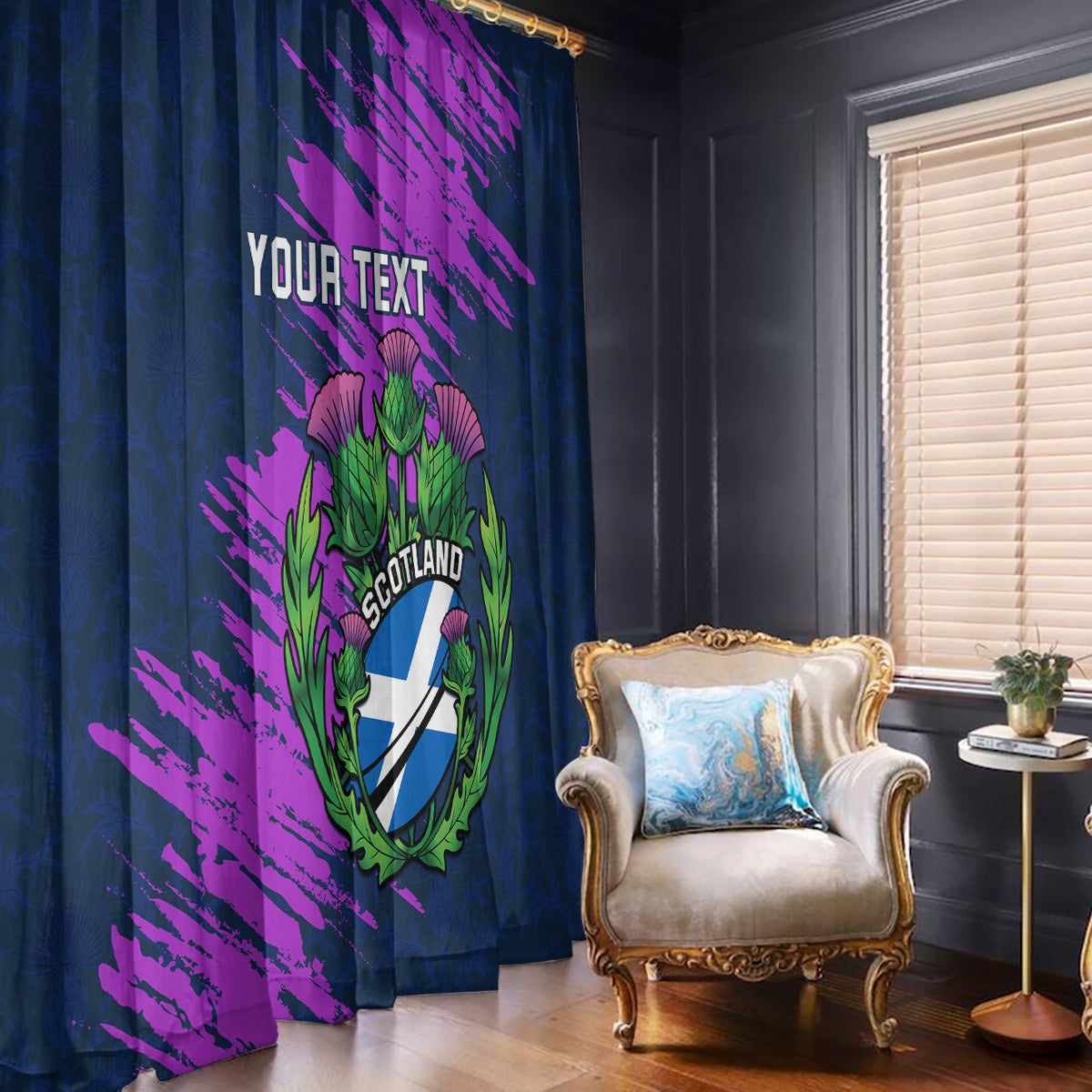 Custom Scotland Rugby Window Curtain 2024 Six Nations Go Scottish Thistle - Wonder Print Shop