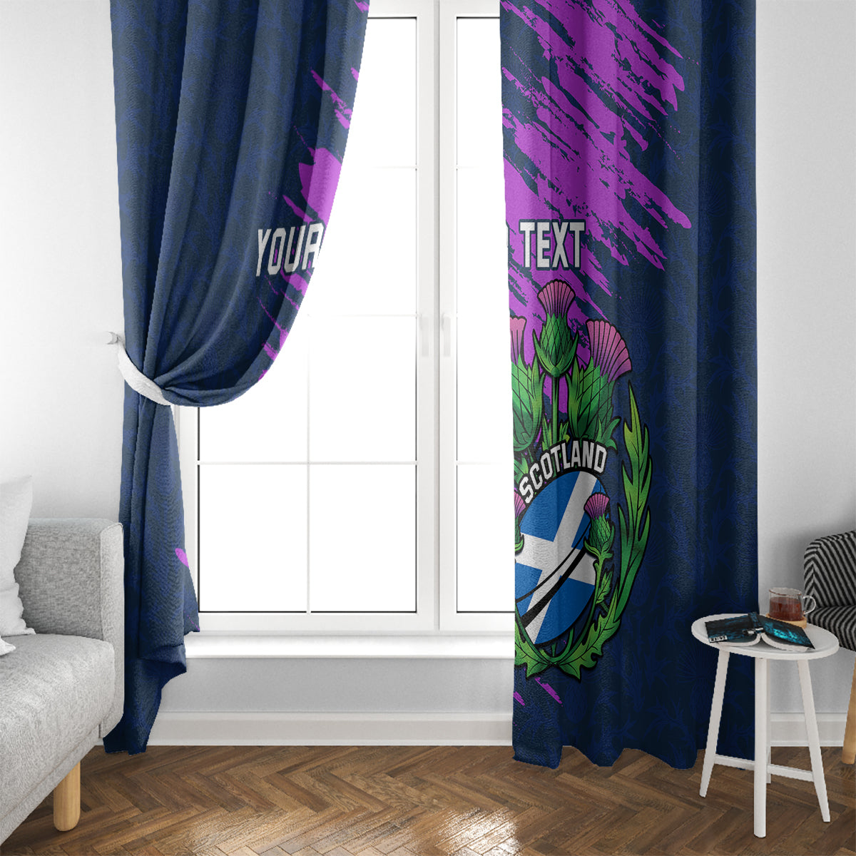 Custom Scotland Rugby Window Curtain 2024 Six Nations Go Scottish Thistle - Wonder Print Shop