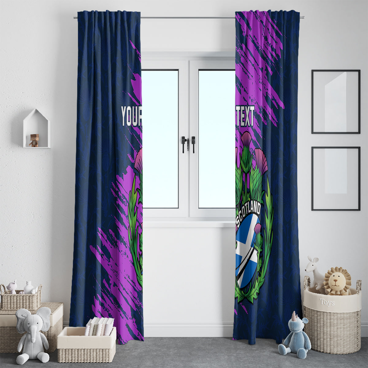 Custom Scotland Rugby Window Curtain 2024 Six Nations Go Scottish Thistle - Wonder Print Shop