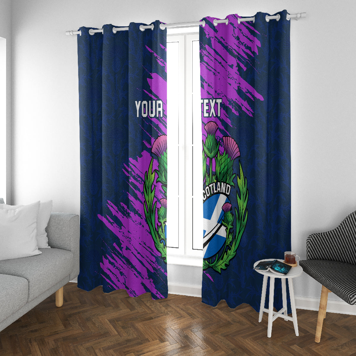 Custom Scotland Rugby Window Curtain 2024 Six Nations Go Scottish Thistle - Wonder Print Shop