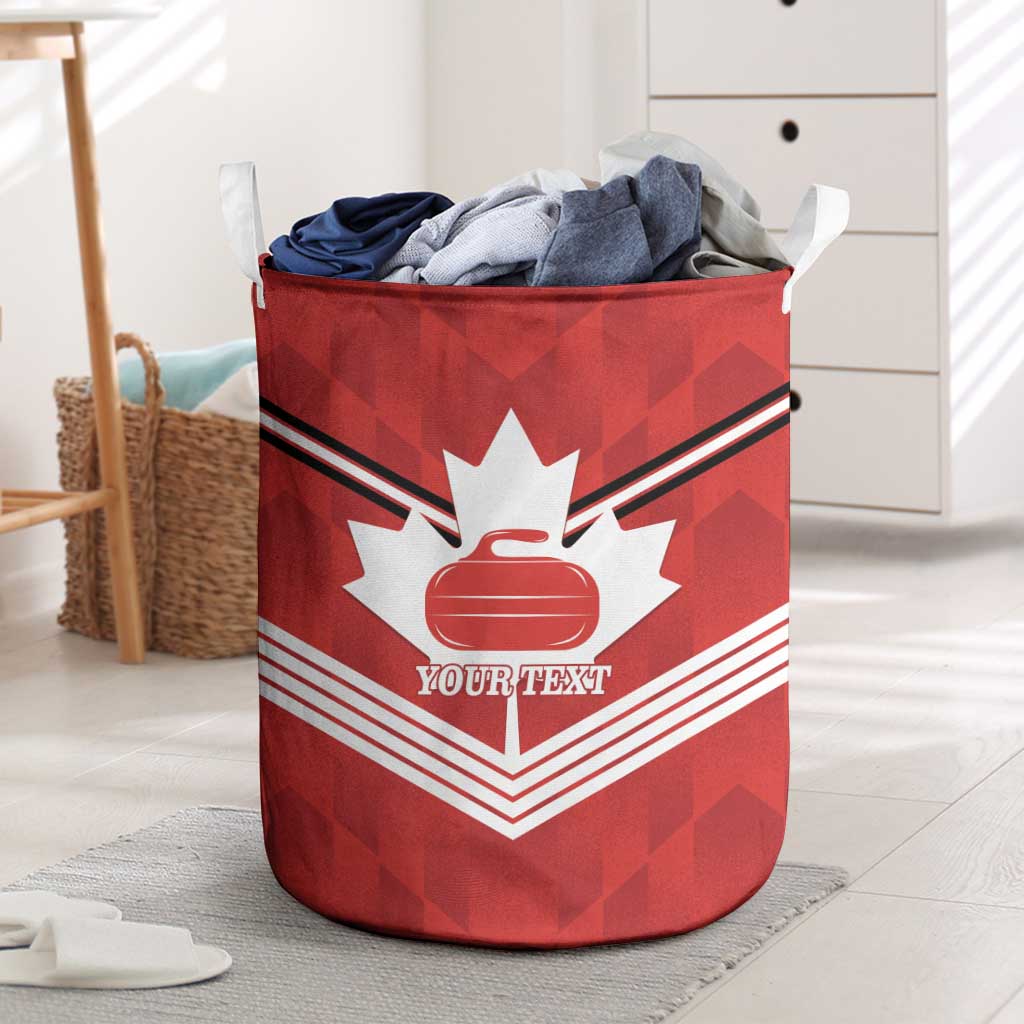 Personalized Canada Curling Laundry Basket Maple Leaf Red Version - Wonder Print Shop