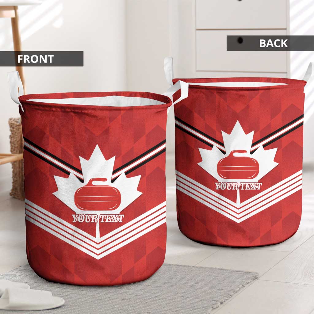 Personalized Canada Curling Laundry Basket Maple Leaf Red Version - Wonder Print Shop