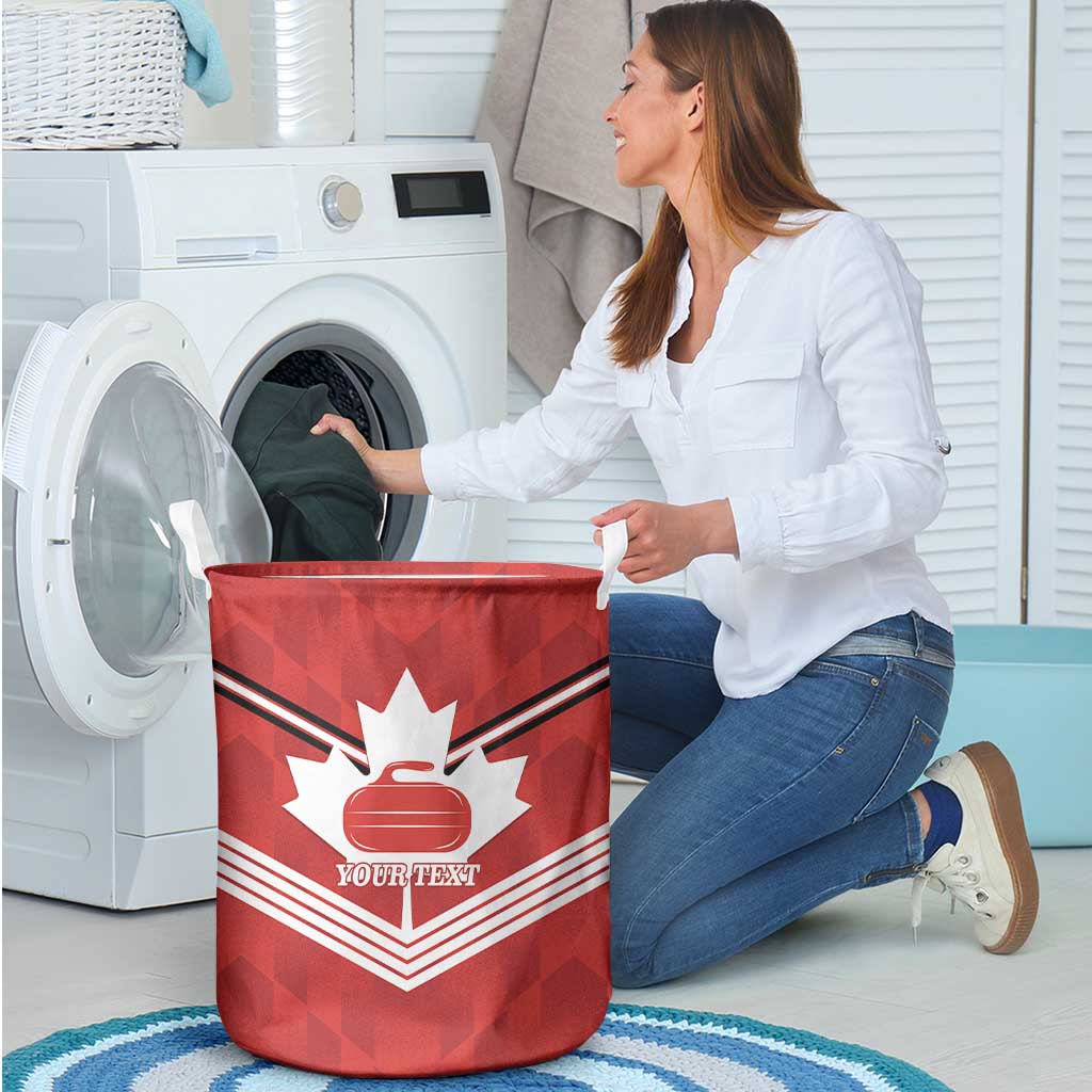 Personalized Canada Curling Laundry Basket Maple Leaf Red Version - Wonder Print Shop