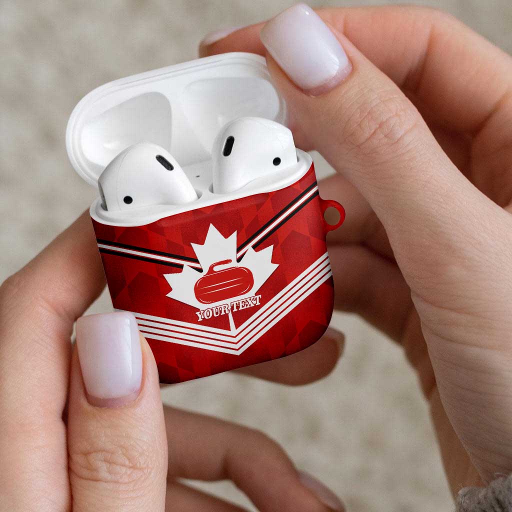Personalized Canada Curling AirPods Case Maple Leaf Red Version - Wonder Print Shop