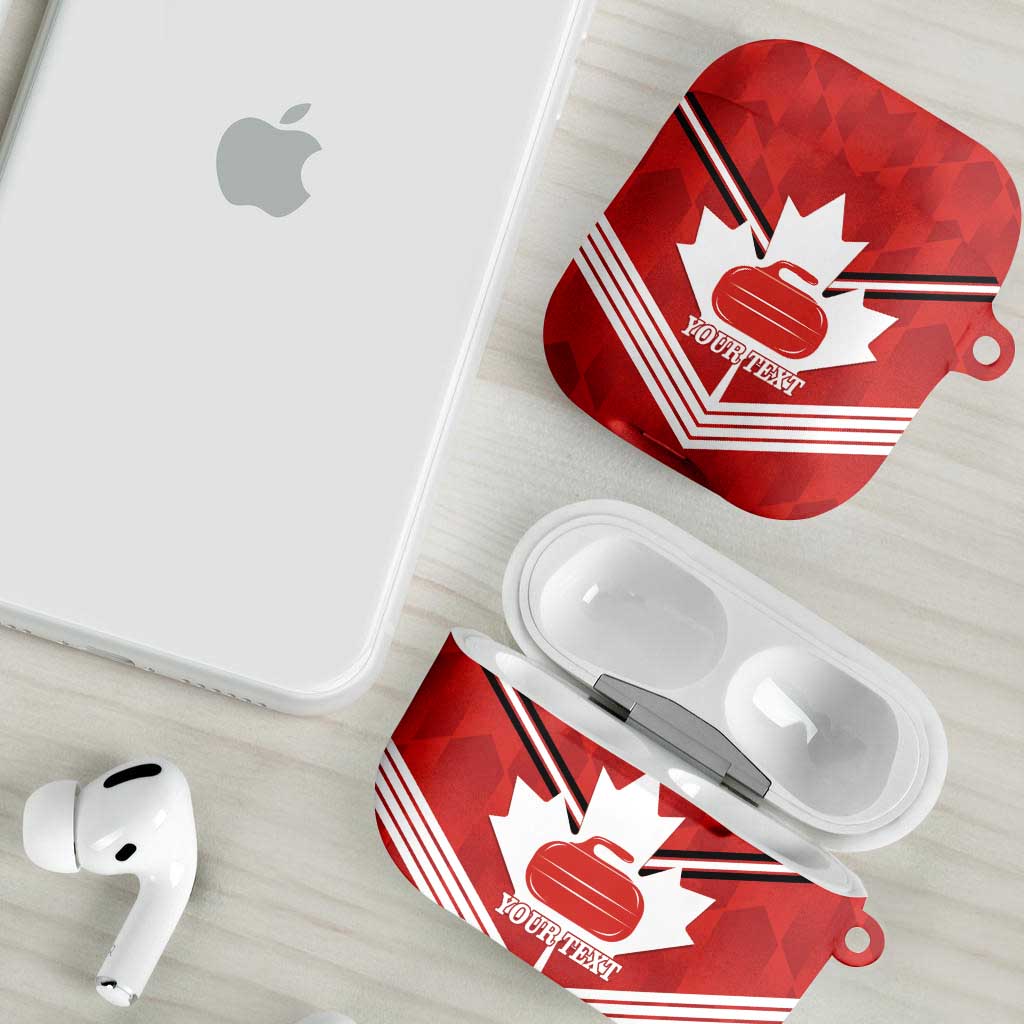 Personalized Canada Curling AirPods Case Maple Leaf Red Version - Wonder Print Shop