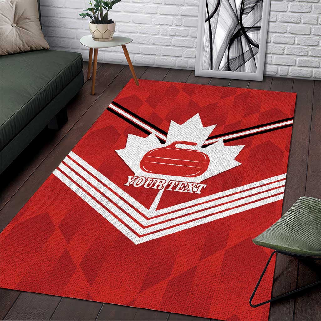 Personalized Canada Curling Area Rug Maple Leaf Red Version - Wonder Print Shop