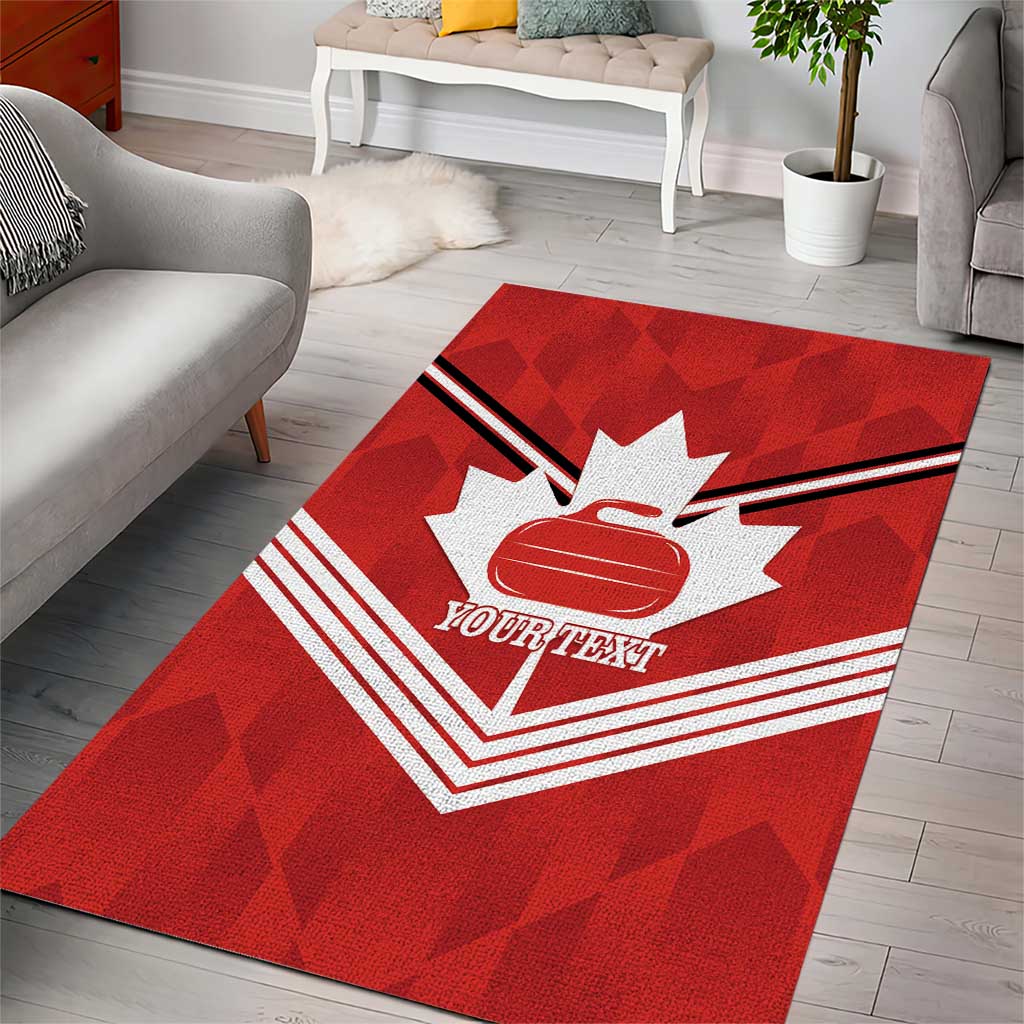 Personalized Canada Curling Area Rug Maple Leaf Red Version - Wonder Print Shop
