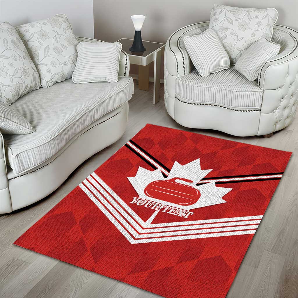 Personalized Canada Curling Area Rug Maple Leaf Red Version - Wonder Print Shop