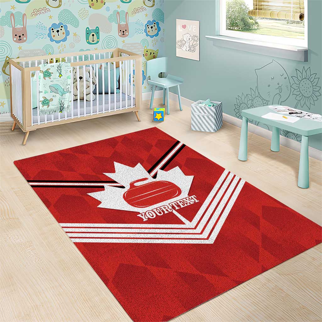 Personalized Canada Curling Area Rug Maple Leaf Red Version - Wonder Print Shop