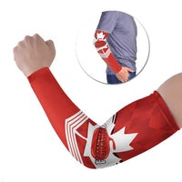 Personalized Canada Curling Arm Sleeves Maple Leaf Red Version - Wonder Print Shop