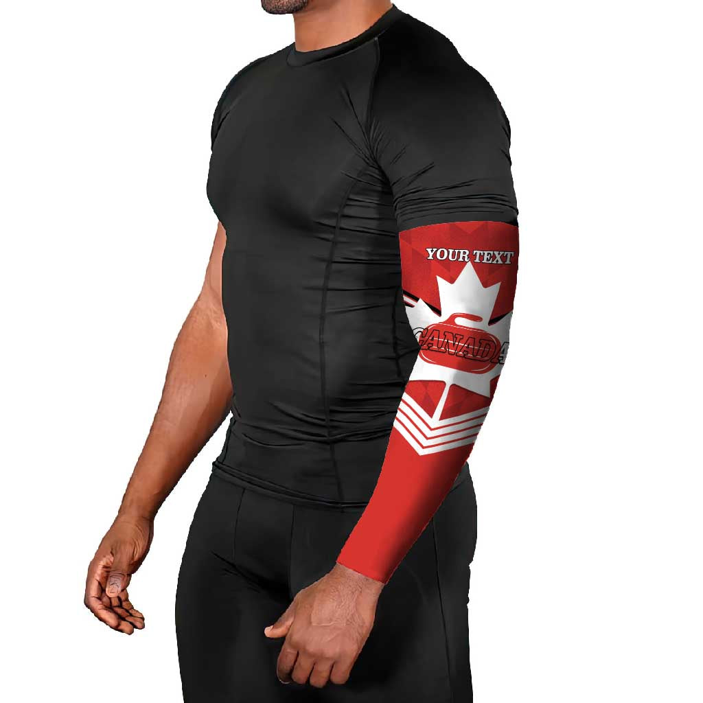 Personalized Canada Curling Arm Sleeves Maple Leaf Red Version - Wonder Print Shop