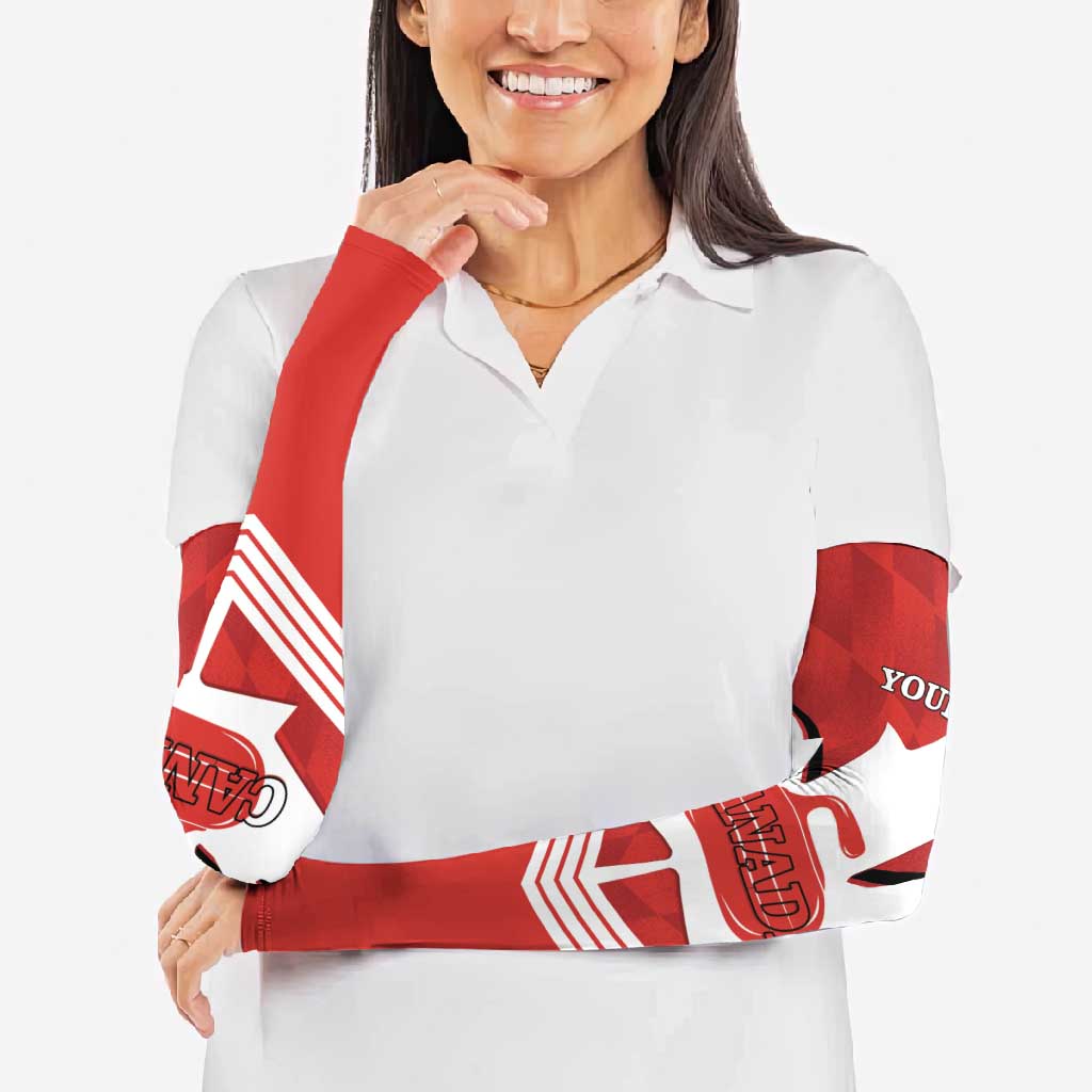 Personalized Canada Curling Arm Sleeves Maple Leaf Red Version - Wonder Print Shop