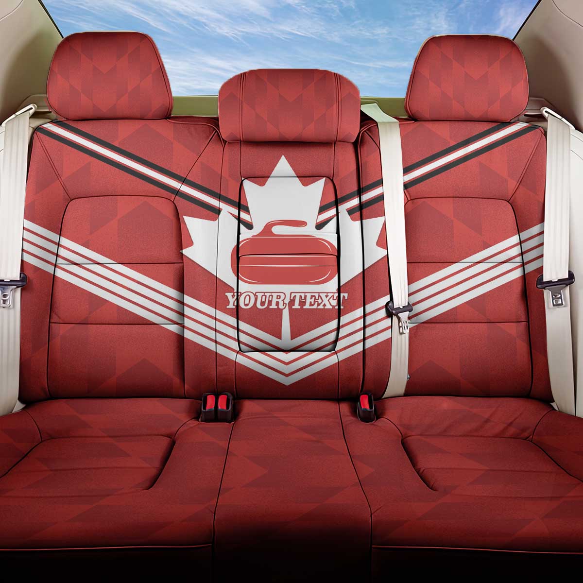Personalized Canada Curling Back Car Seat Cover Maple Leaf Red Version - Wonder Print Shop