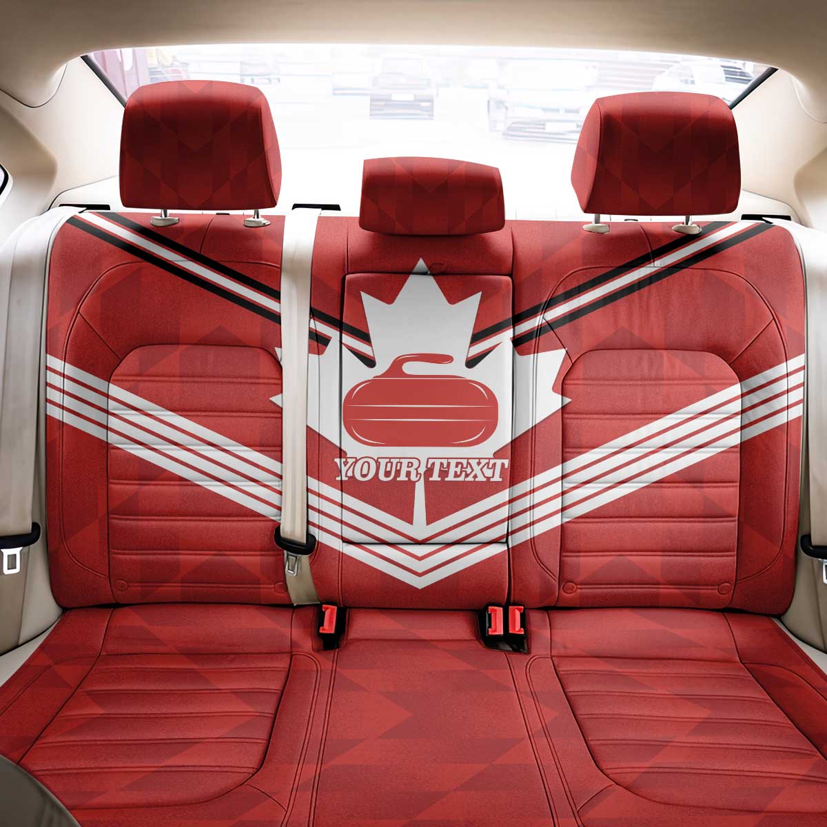 Personalized Canada Curling Back Car Seat Cover Maple Leaf Red Version - Wonder Print Shop