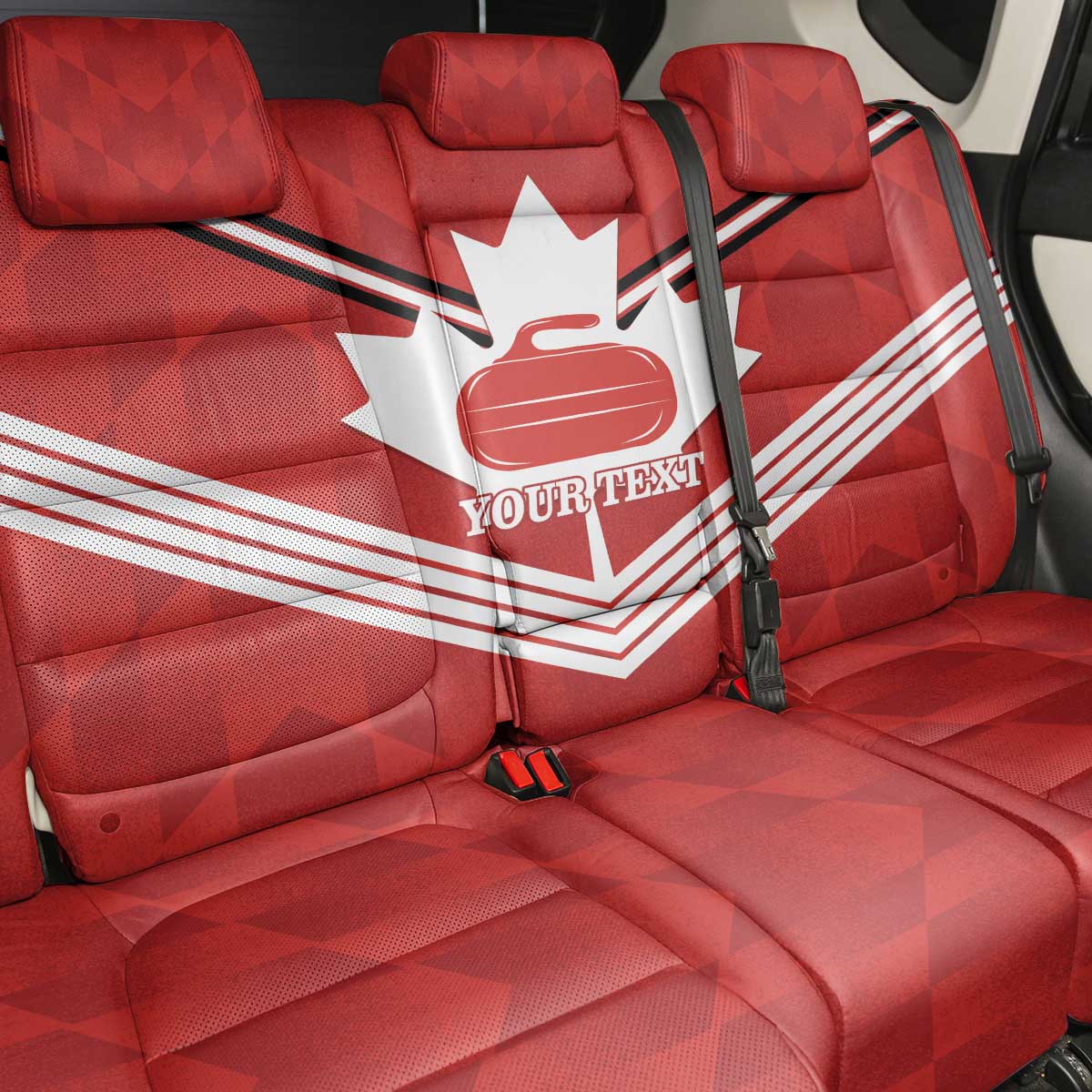 Personalized Canada Curling Back Car Seat Cover Maple Leaf Red Version - Wonder Print Shop