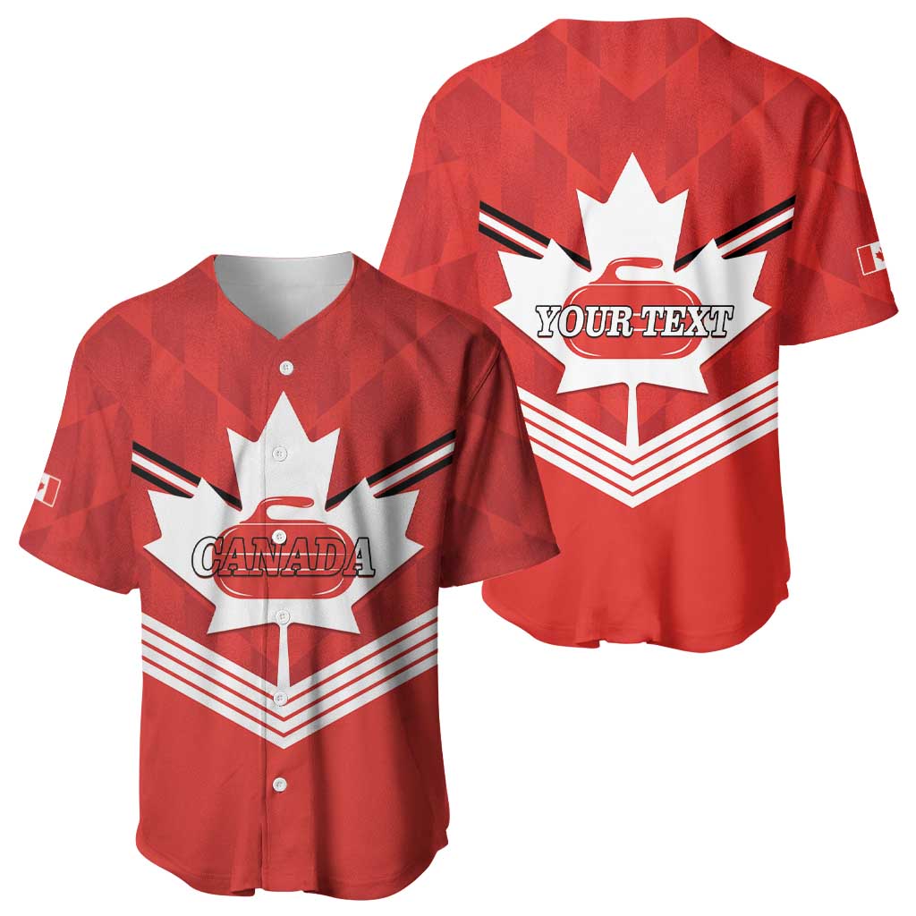 Personalized Canada Curling Baseball Jersey Maple Leaf Red Version - Wonder Print Shop