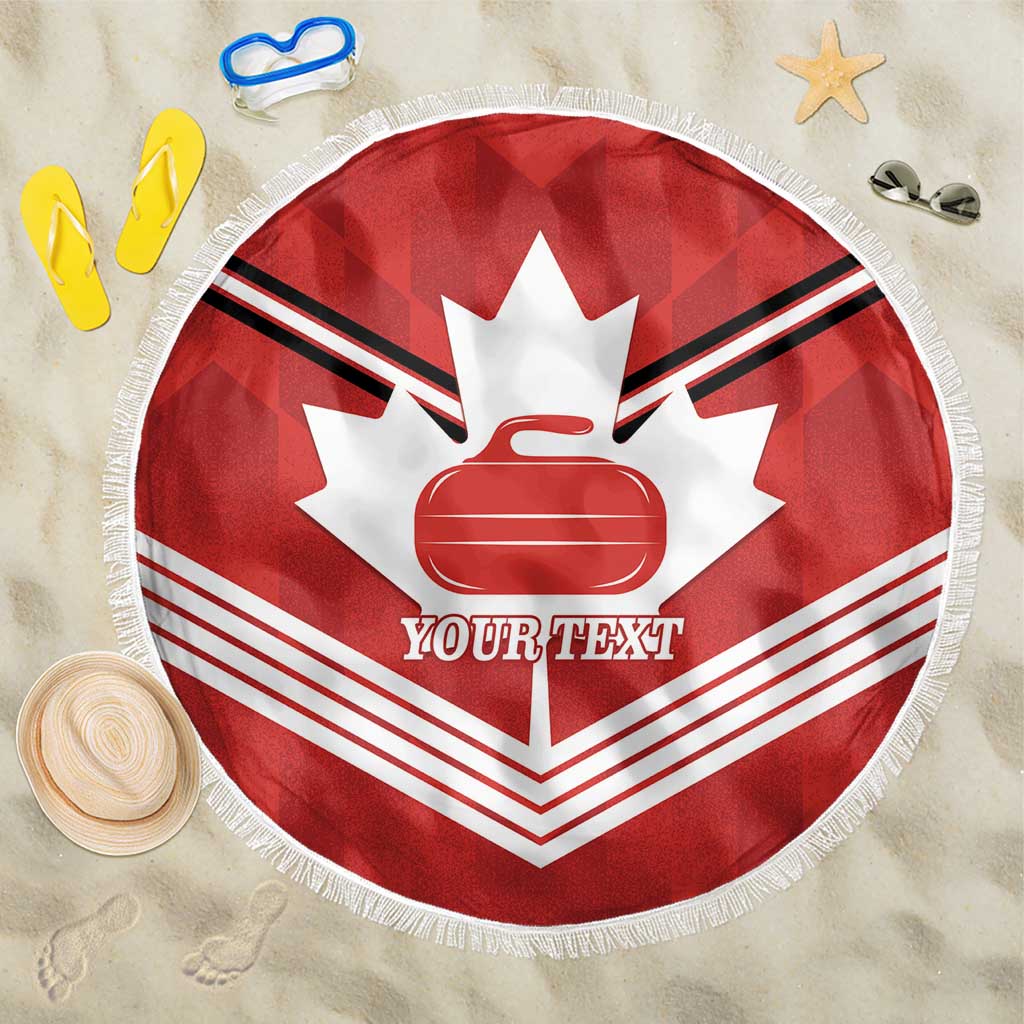 Personalized Canada Curling Beach Blanket Maple Leaf Red Version - Wonder Print Shop