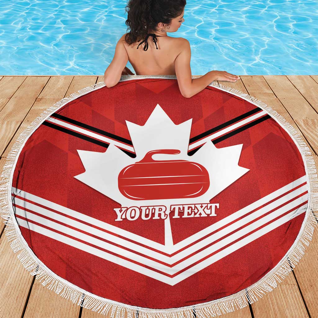 Personalized Canada Curling Beach Blanket Maple Leaf Red Version - Wonder Print Shop