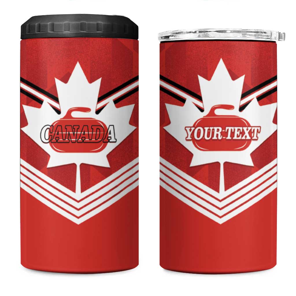 Personalized Canada Curling 4 in 1 Can Cooler Tumbler Maple Leaf Red Version - Wonder Print Shop
