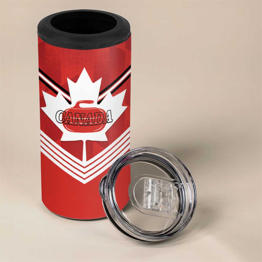 Personalized Canada Curling 4 in 1 Can Cooler Tumbler Maple Leaf Red Version - Wonder Print Shop