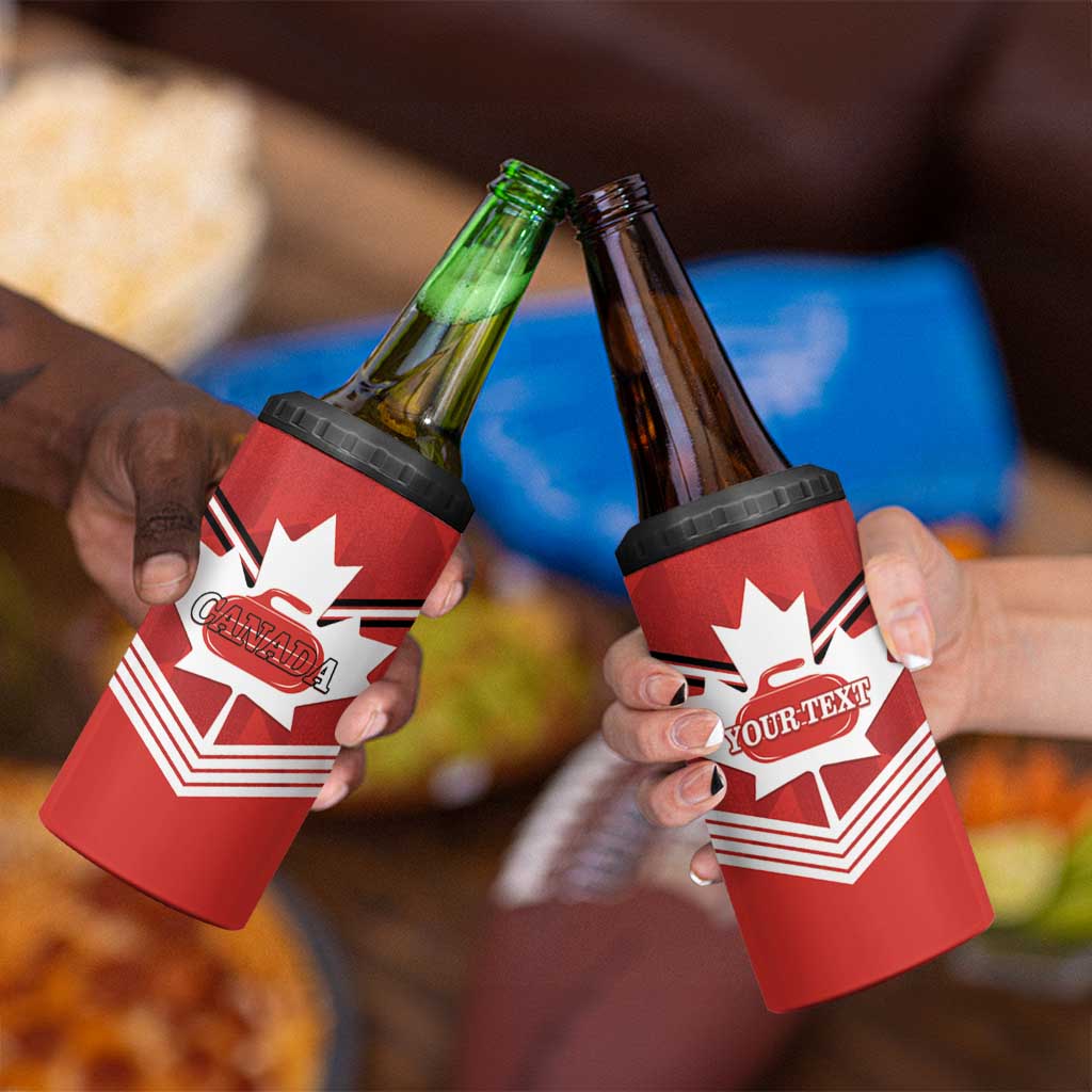 Personalized Canada Curling 4 in 1 Can Cooler Tumbler Maple Leaf Red Version - Wonder Print Shop