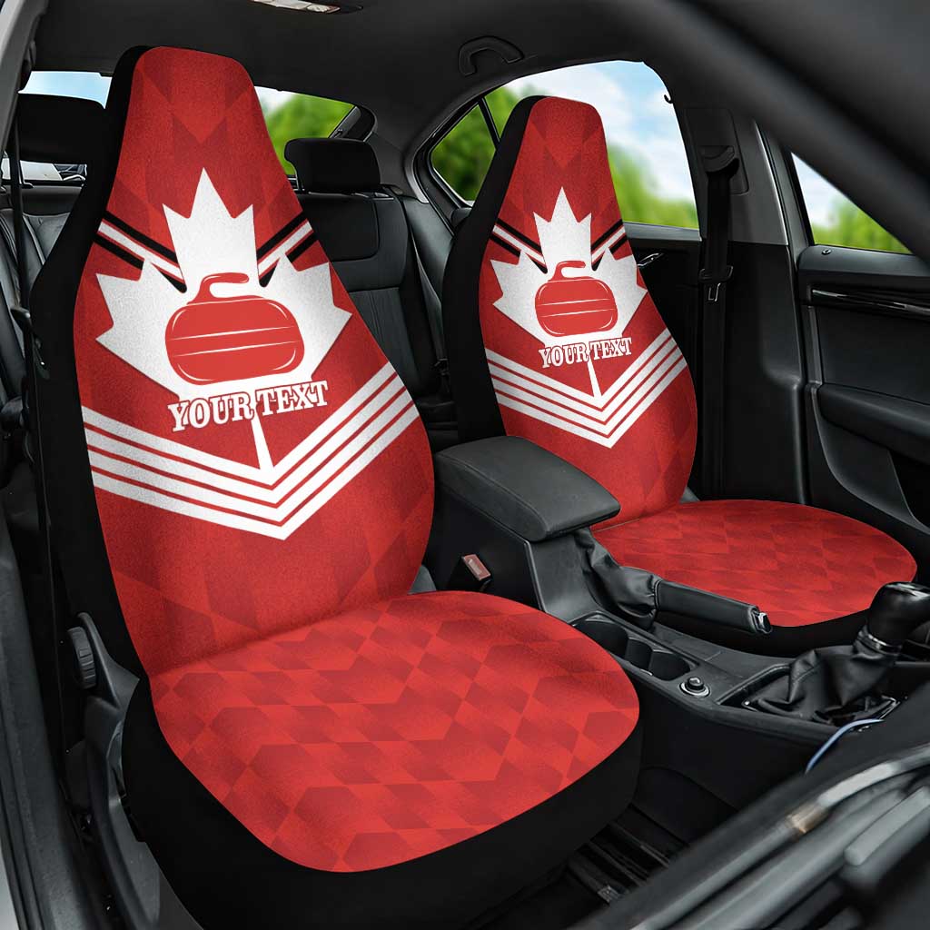 Personalized Canada Curling Car Seat Cover Maple Leaf Red Version - Wonder Print Shop