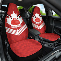 Personalized Canada Curling Car Seat Cover Maple Leaf Red Version - Wonder Print Shop