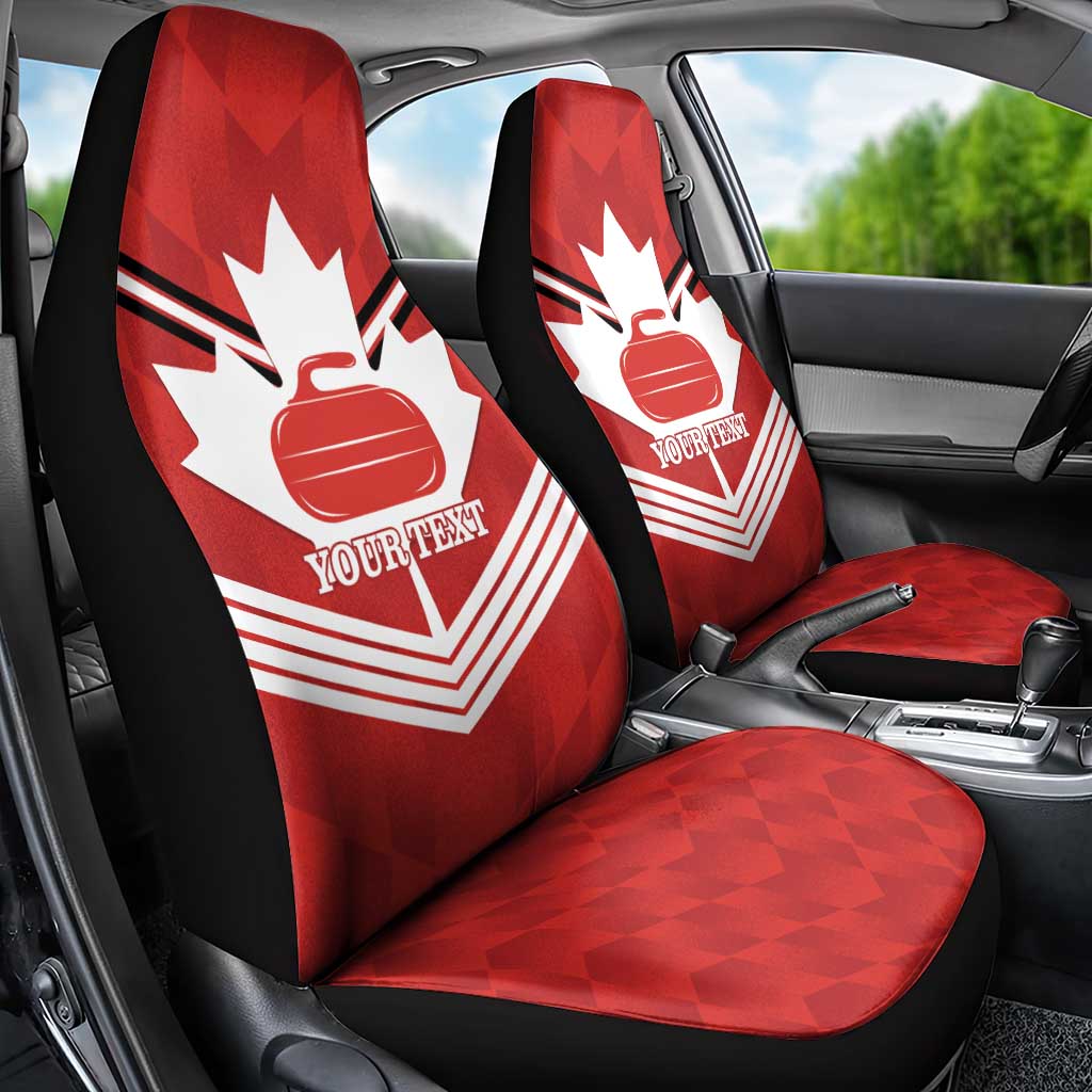 Personalized Canada Curling Car Seat Cover Maple Leaf Red Version - Wonder Print Shop