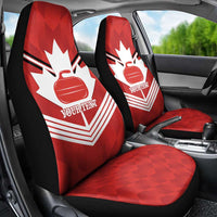 Personalized Canada Curling Car Seat Cover Maple Leaf Red Version - Wonder Print Shop