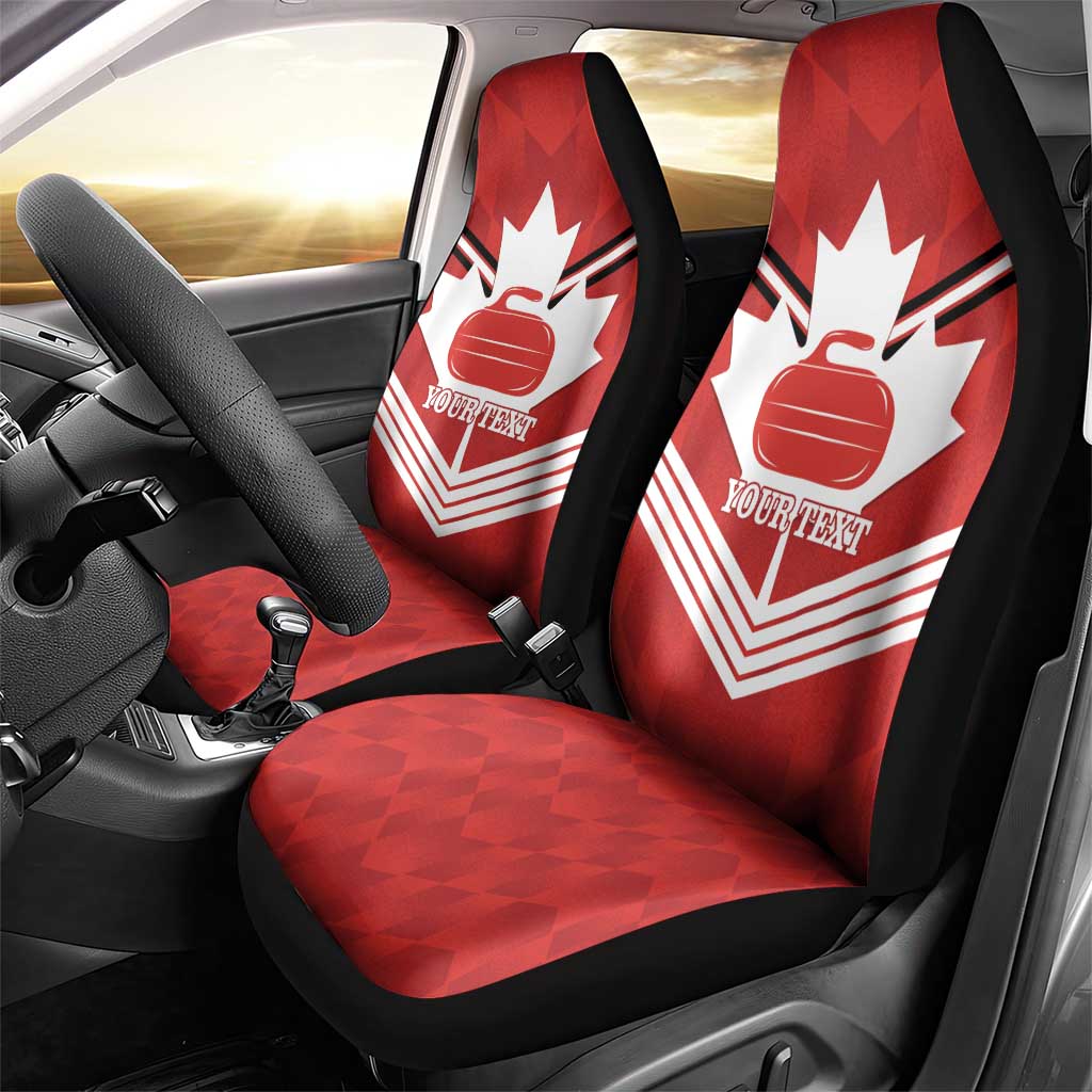 Personalized Canada Curling Car Seat Cover Maple Leaf Red Version - Wonder Print Shop