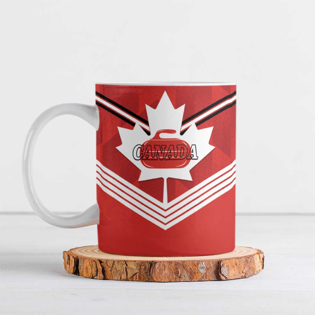 Personalized Canada Curling Ceramic Mug Maple Leaf Red Version - Wonder Print Shop