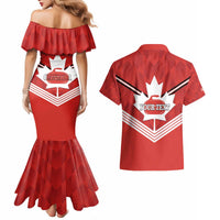 Personalized Canada Curling Couples Matching Mermaid Dress and Hawaiian Shirt Maple Leaf Red Version - Wonder Print Shop