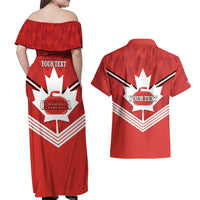 Personalized Canada Curling Couples Matching Off Shoulder Maxi Dress and Hawaiian Shirt Maple Leaf Red Version - Wonder Print Shop