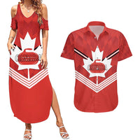 Personalized Canada Curling Couples Matching Summer Maxi Dress and Hawaiian Shirt Maple Leaf Red Version - Wonder Print Shop
