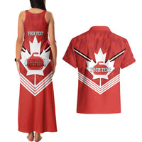 Personalized Canada Curling Couples Matching Tank Maxi Dress and Hawaiian Shirt Maple Leaf Red Version - Wonder Print Shop