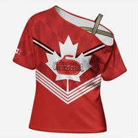 Personalized Canada Curling Cross Shoulder Shirt Maple Leaf Red Version - Wonder Print Shop