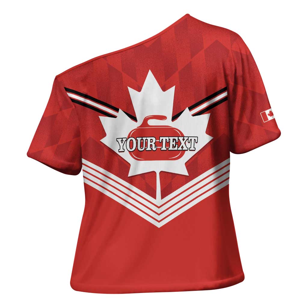Personalized Canada Curling Cross Shoulder Shirt Maple Leaf Red Version - Wonder Print Shop