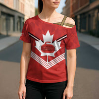 Personalized Canada Curling Cross Shoulder Shirt Maple Leaf Red Version - Wonder Print Shop
