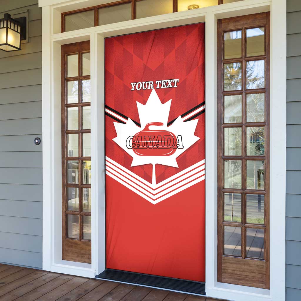 Personalized Canada Curling Door Cover Maple Leaf Red Version - Wonder Print Shop
