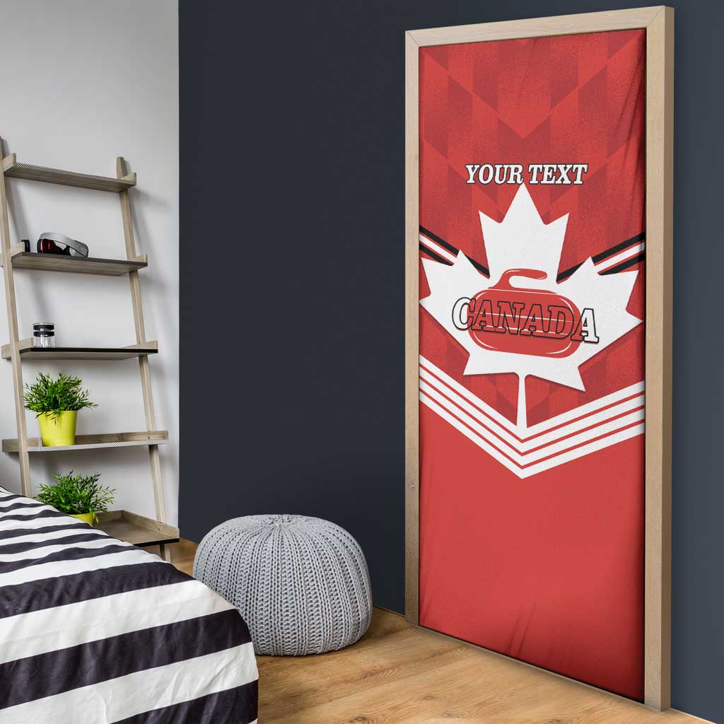 Personalized Canada Curling Door Cover Maple Leaf Red Version - Wonder Print Shop