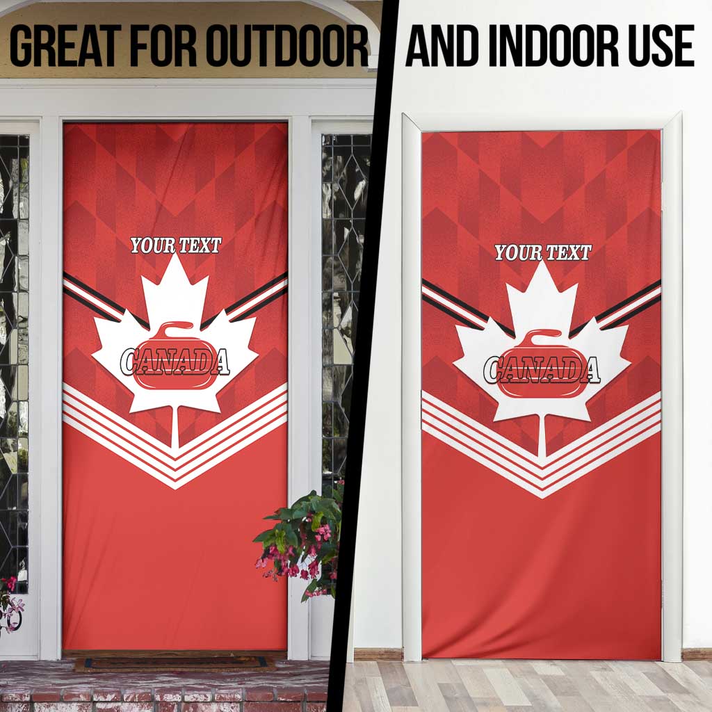 Personalized Canada Curling Door Cover Maple Leaf Red Version - Wonder Print Shop