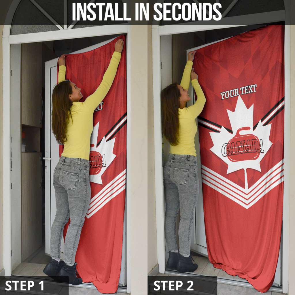 Personalized Canada Curling Door Cover Maple Leaf Red Version - Wonder Print Shop