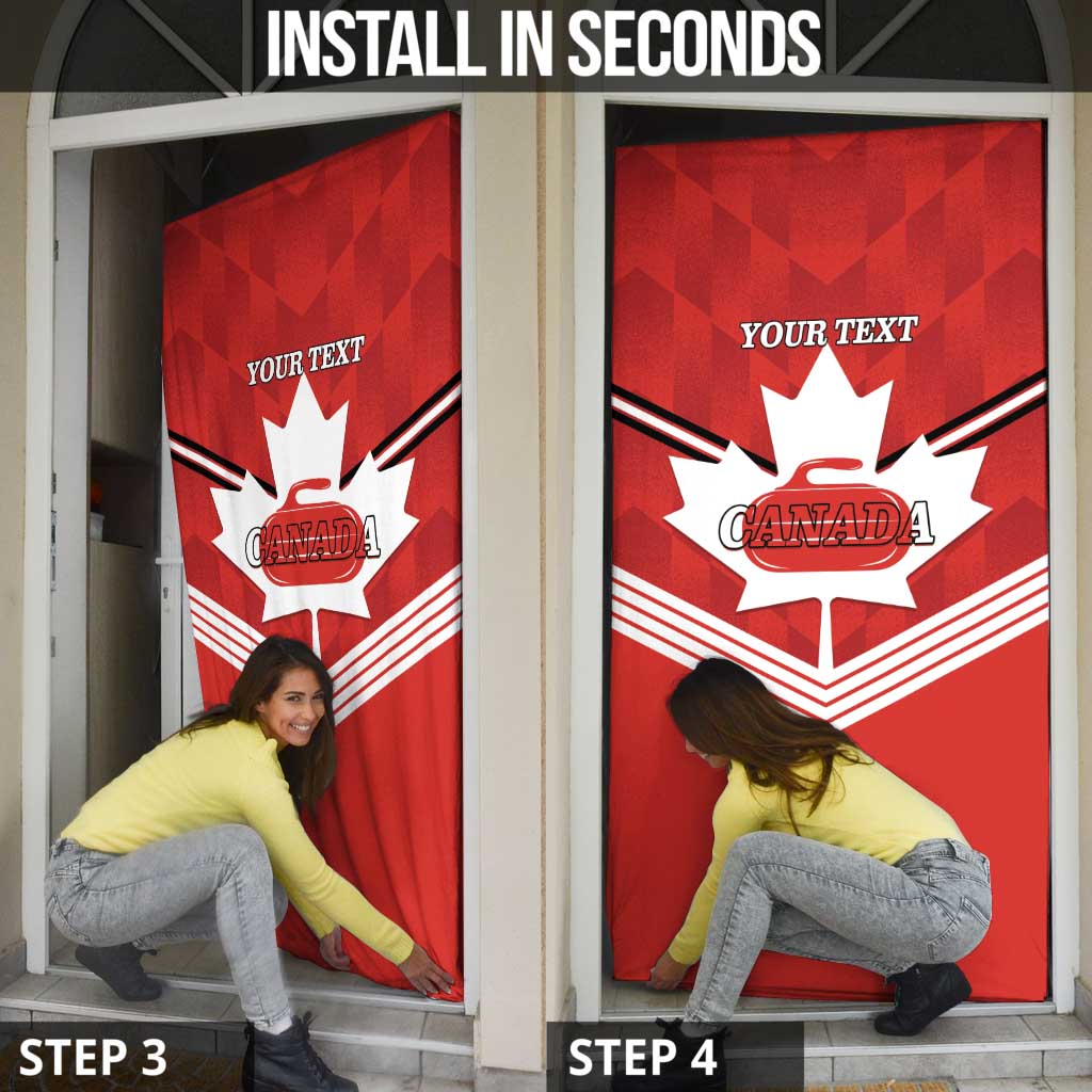 Personalized Canada Curling Door Cover Maple Leaf Red Version - Wonder Print Shop