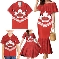 Personalized Canada Curling Family Matching Mermaid Dress and Hawaiian Shirt Maple Leaf Red Version - Wonder Print Shop