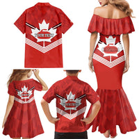 Personalized Canada Curling Family Matching Mermaid Dress and Hawaiian Shirt Maple Leaf Red Version - Wonder Print Shop