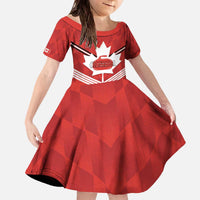 Personalized Canada Curling Family Matching Off The Shoulder Long Sleeve Dress and Hawaiian Shirt Maple Leaf Red Version - Wonder Print Shop
