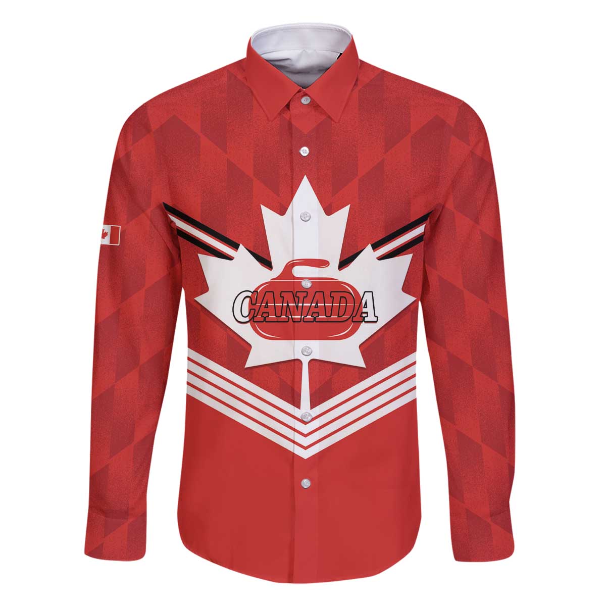 Personalized Canada Curling Family Matching Off The Shoulder Long Sleeve Dress and Hawaiian Shirt Maple Leaf Red Version - Wonder Print Shop